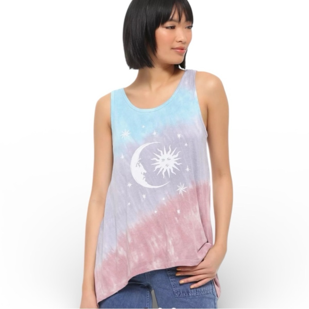 Hot Topic Tie Dye Sun And Moon Shark Bite Tank Top